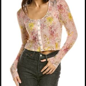 Free People - We The Free Angelina Sheer Floral Print Button Down Crop Blouse XS